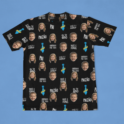 Camiseta Preta Melhor Pai Paizão Dia dos Pais com foto
