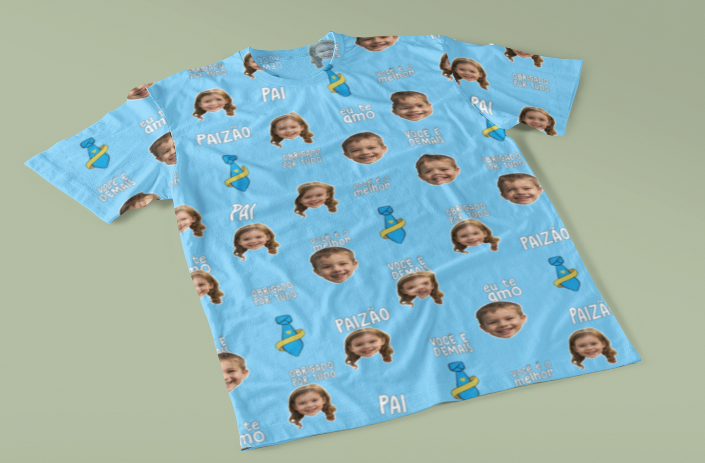 Camiseta Azul Melhor Pai Paizão Dia dos Pais com foto