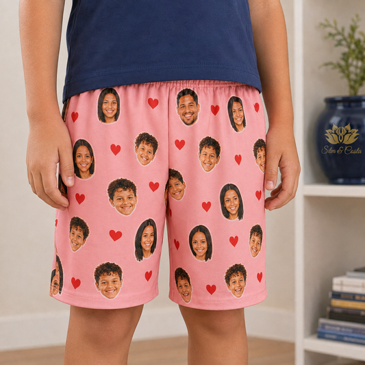 Shorts Infantil Rosa Personalizado Masculino DryFit - imagem principal