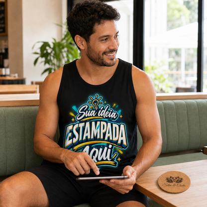 Regata Preta Personalizada Masculina 100% Algodão - imagem lifestyle 3