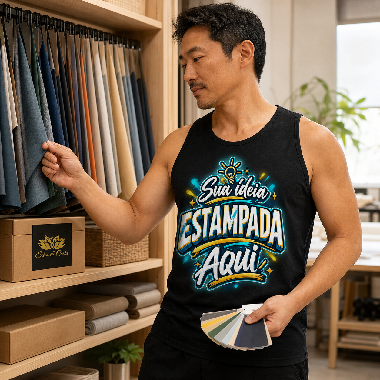 Regata Preta Personalizada Masculina 100% Algodão - imagem lifestyle 4