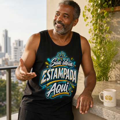 Regata Preta Personalizada Masculina 100% Algodão - imagem lifestyle 5