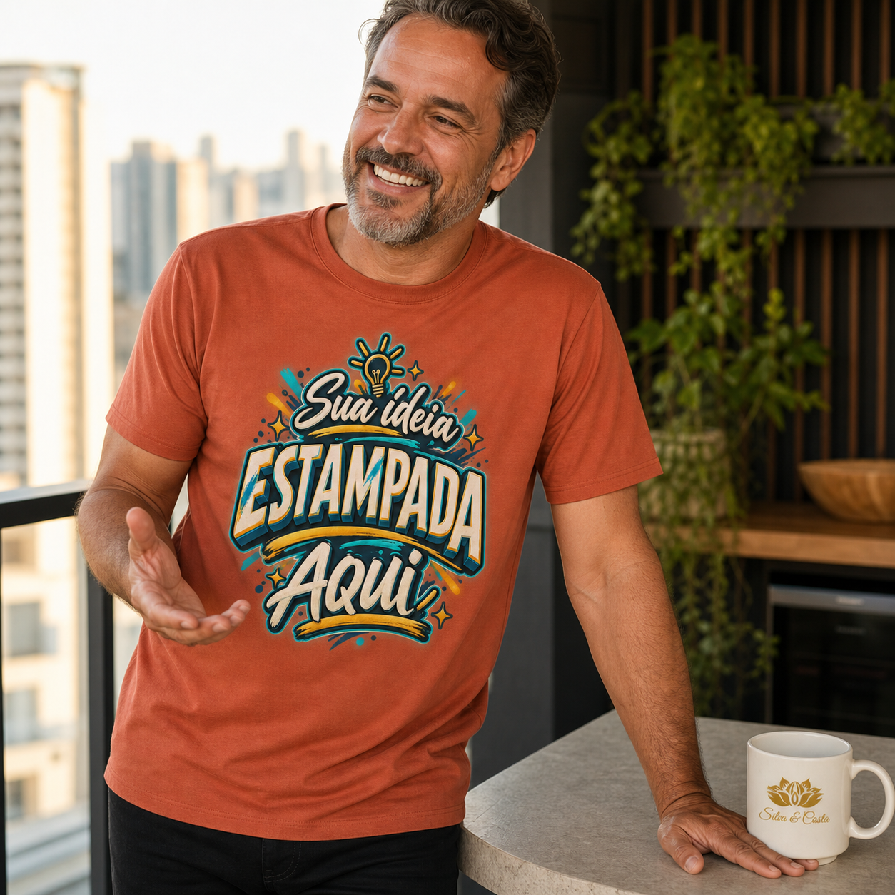 Camiseta Colorida Personalizada Unissex 100% Algodão - imagem lifestyle 5