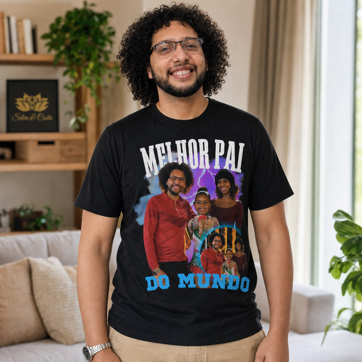 Camiseta Preta Personalizada Melhor Pai do Mundo com Foto - imagem principal