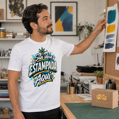Camiseta Branca Personalizada Unissex 100% Algodão - imagem principal