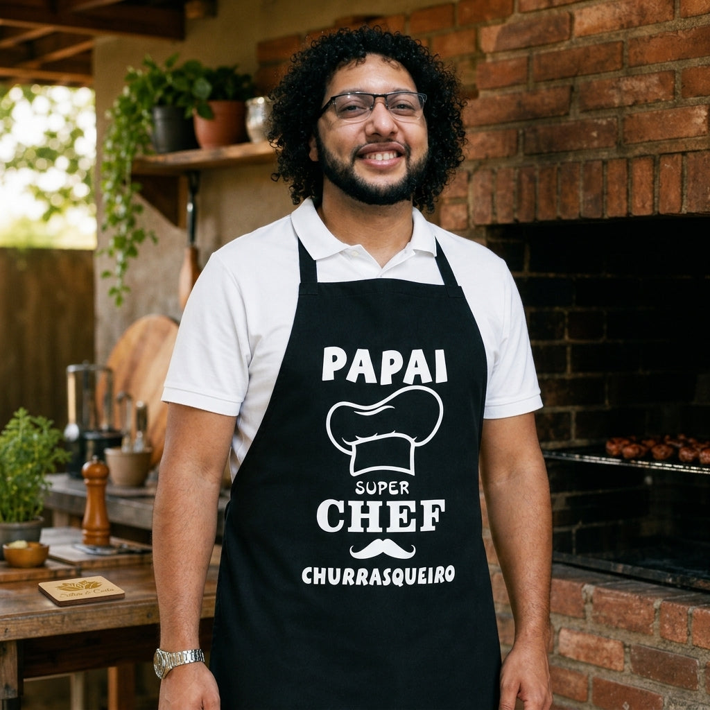 Avental Personalizado Papai Super Chef Churrasqueiro - imagem principal