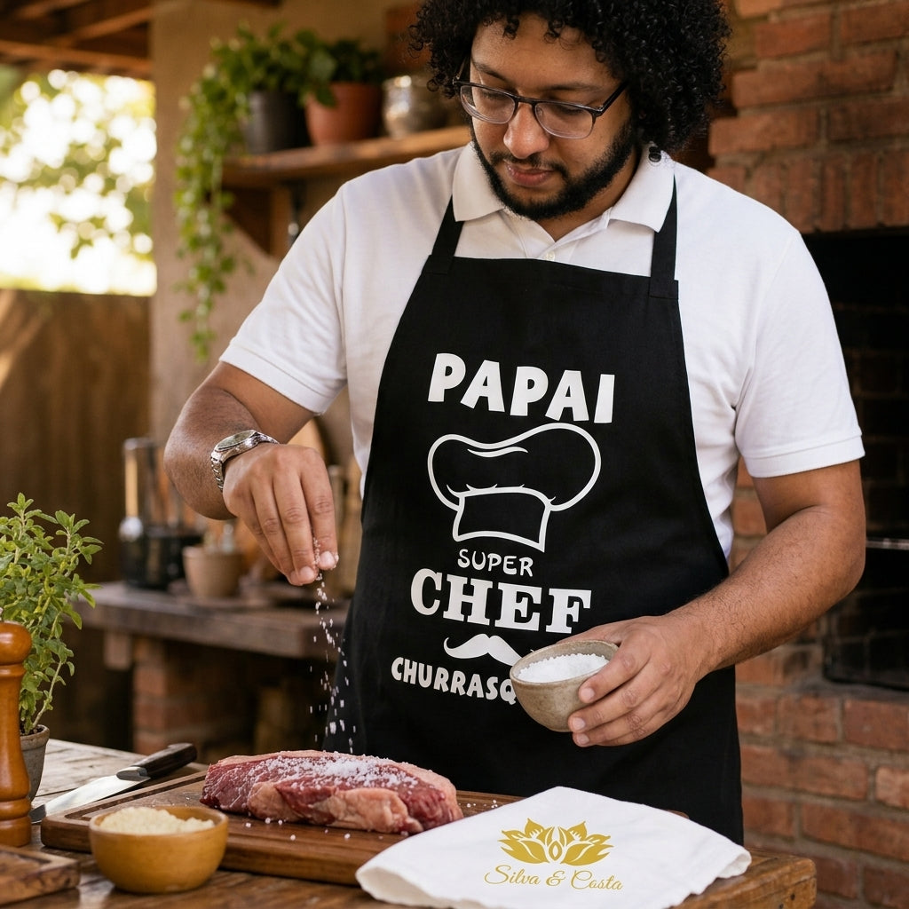 Avental Personalizado Papai Super Chef Churrasqueiro - imagem lifestyle 2