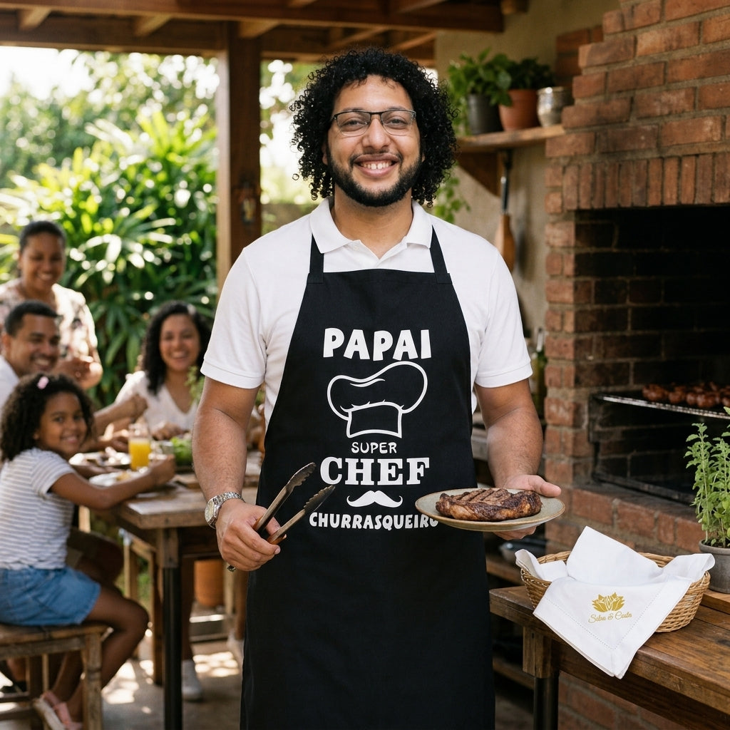 Avental Personalizado Papai Super Chef Churrasqueiro - imagem lifestyle 5