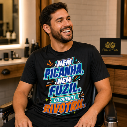 Camiseta Engraçada Masculina Preta Nem Picanha Nem Fuzil - imagem lifestyle 3