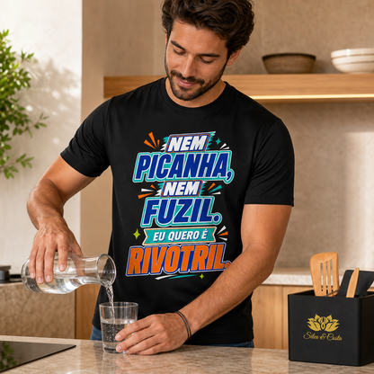 Camiseta Engraçada Masculina Preta Nem Picanha Nem Fuzil - imagem lifestyle 4