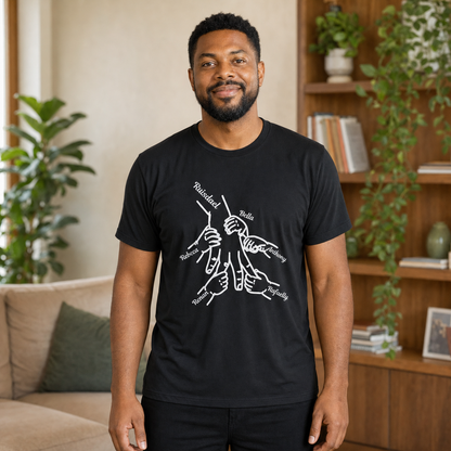 Camiseta Preta Personalizada com Nomes e Maos da Familia - imagem lifestyle 2