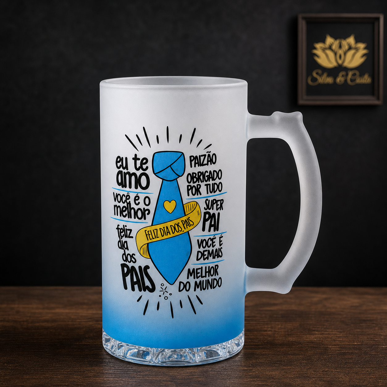 Caneca de Vidro Jateado Personalizada Dia dos Pais - imagem principal