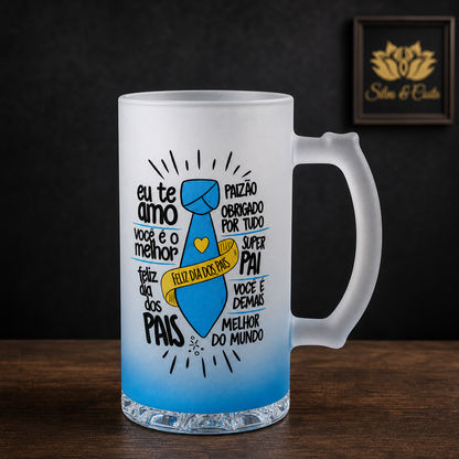 Caneca de Vidro Jateado Personalizada Dia dos Pais - imagem principal