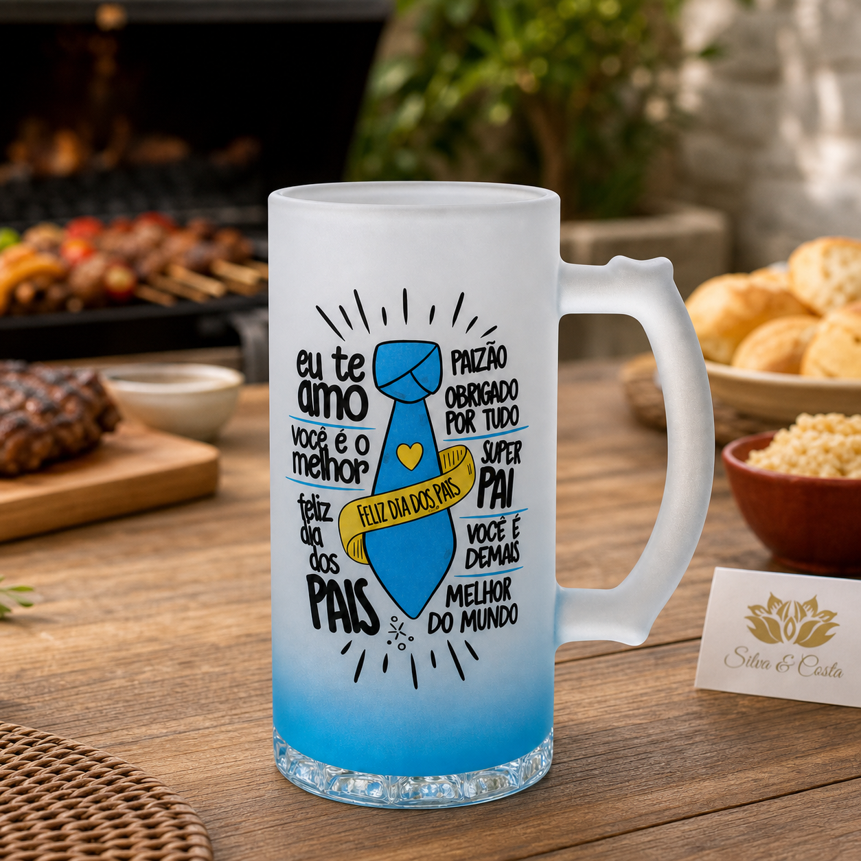 Caneca de Vidro Jateado Personalizada Dia dos Pais - imagem lifestyle 3