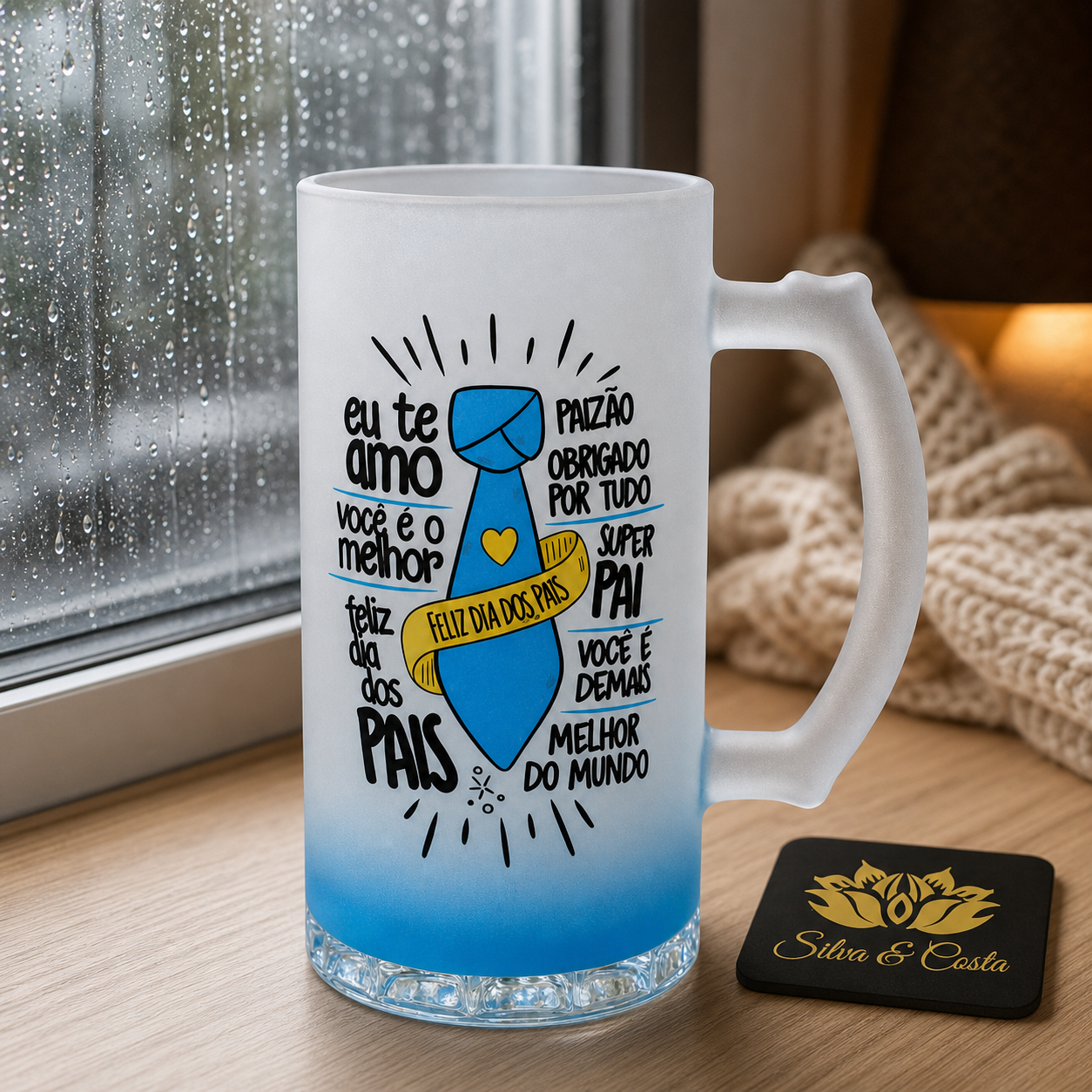 Caneca de Vidro Jateado Personalizada Dia dos Pais - imagem lifestyle 4