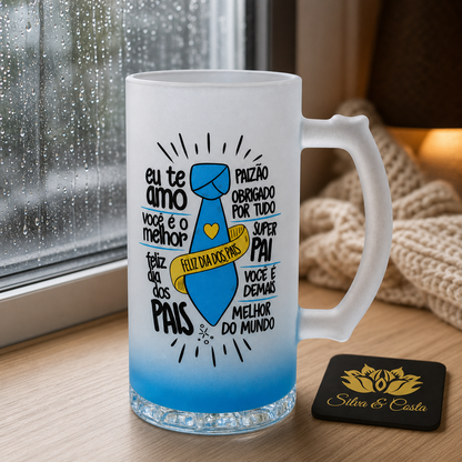 Caneca de Vidro Jateado Personalizada Dia dos Pais - imagem lifestyle 4