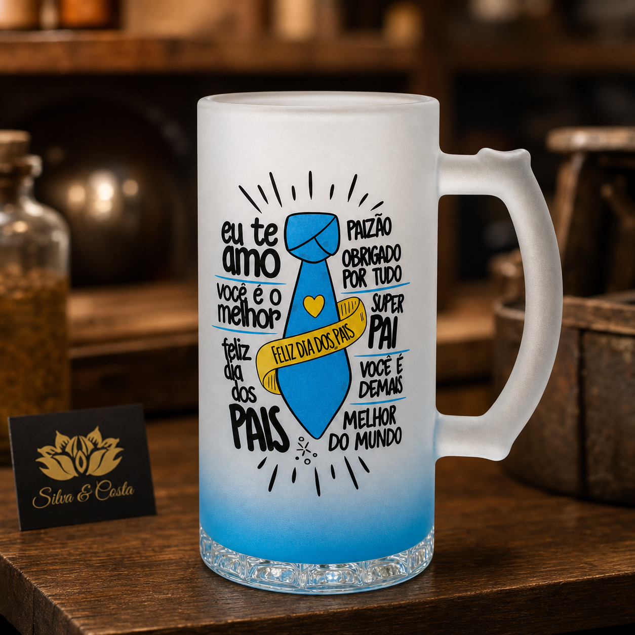 Caneca de Vidro Jateado Personalizada Dia dos Pais - imagem lifestyle 5