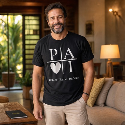 Camiseta Preta Personalizada Pai com Iniciais e Nomes - imagem lifestyle 3