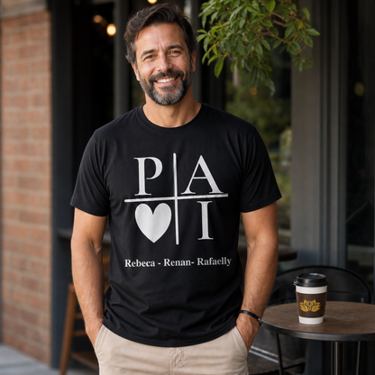Camiseta Preta Personalizada Pai com Iniciais e Nomes - imagem lifestyle 5