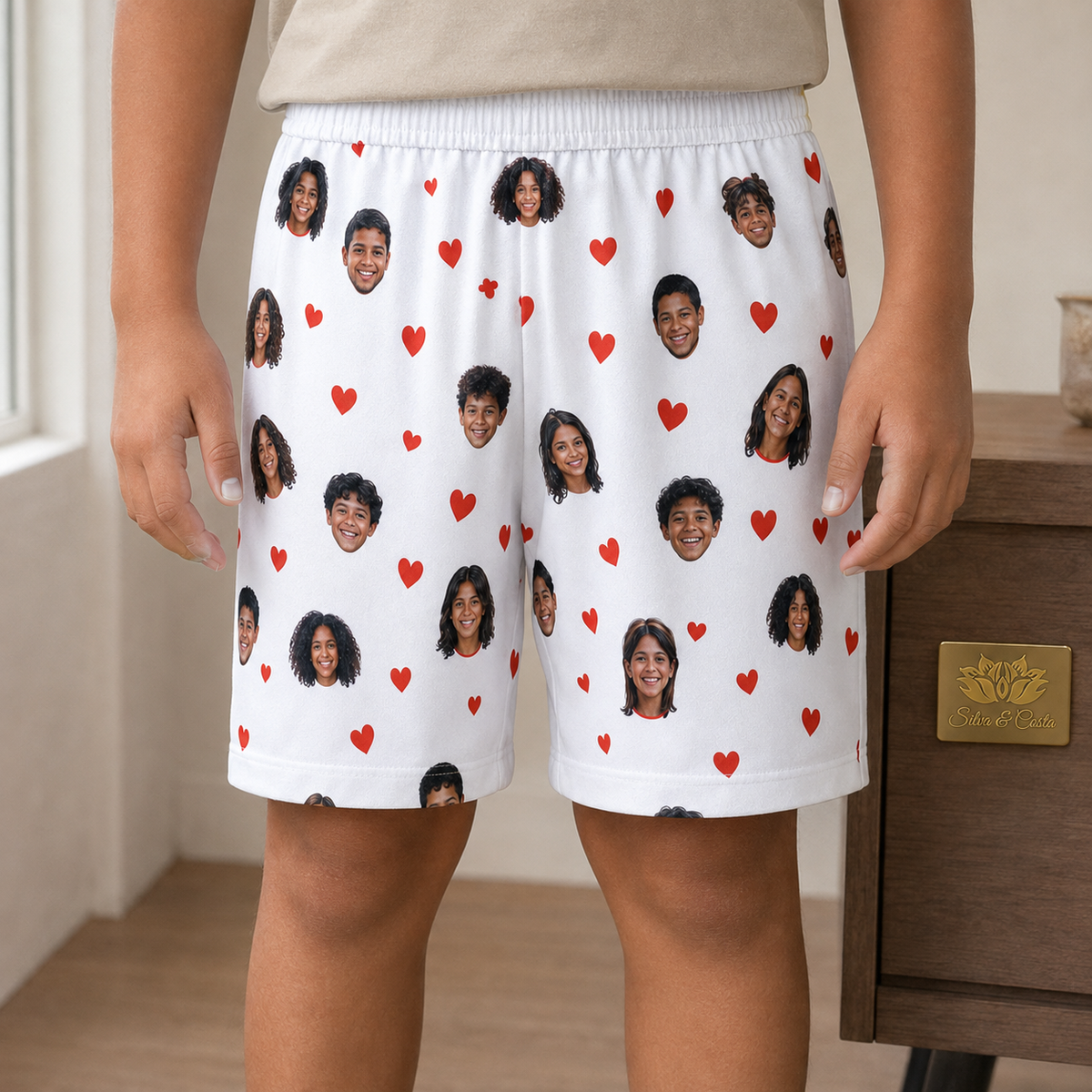 Shorts Infantil Branco Personalizado Masculino DryFit - imagem principal