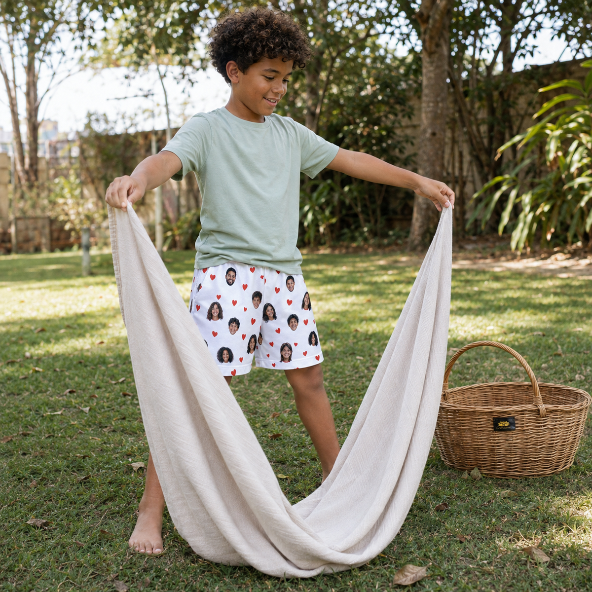 Shorts Infantil Branco Personalizado Masculino DryFit - imagem lifestyle 5