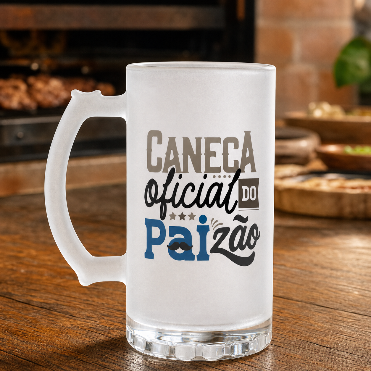 Caneca de Vidro Jateada Personalizada Paizão - imagem lifestyle 2