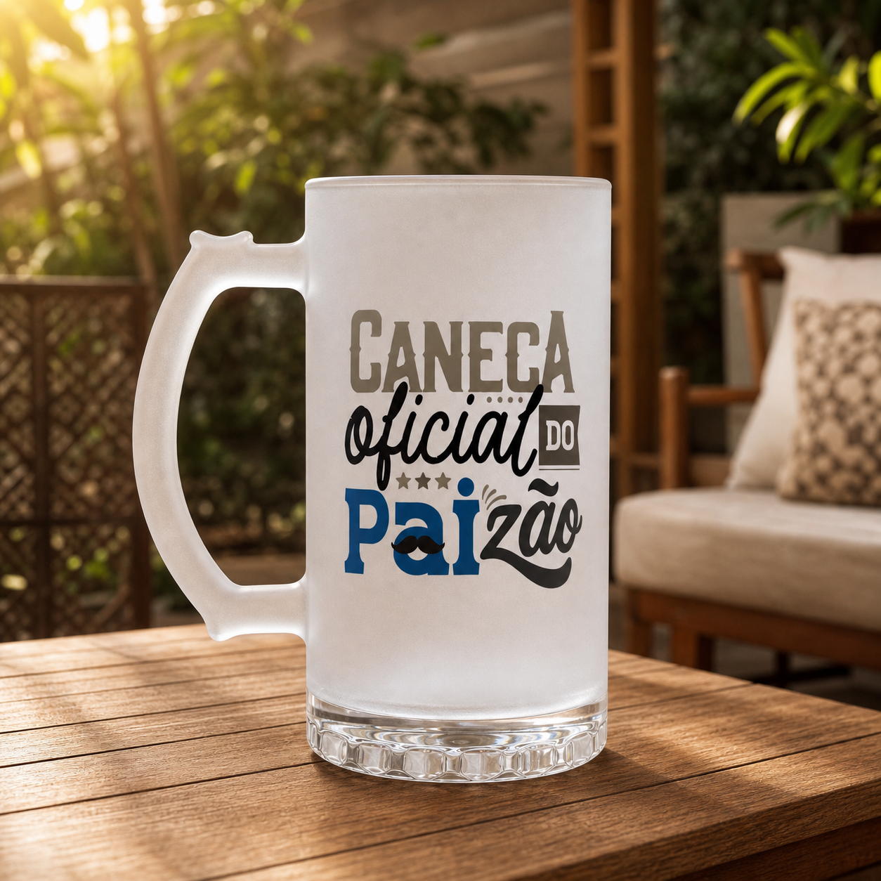 Caneca de Vidro Jateada Personalizada Paizão - imagem lifestyle 3