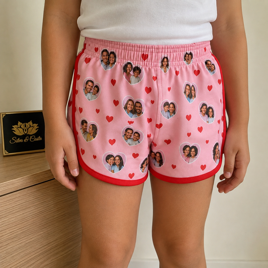 Shorts Infantil Rosa Personalizado Feminino DryFit - imagem principal