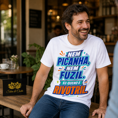Camiseta Engraçada Masculina Branca Nem Picanha Nem Fuzil - imagem lifestyle 3
