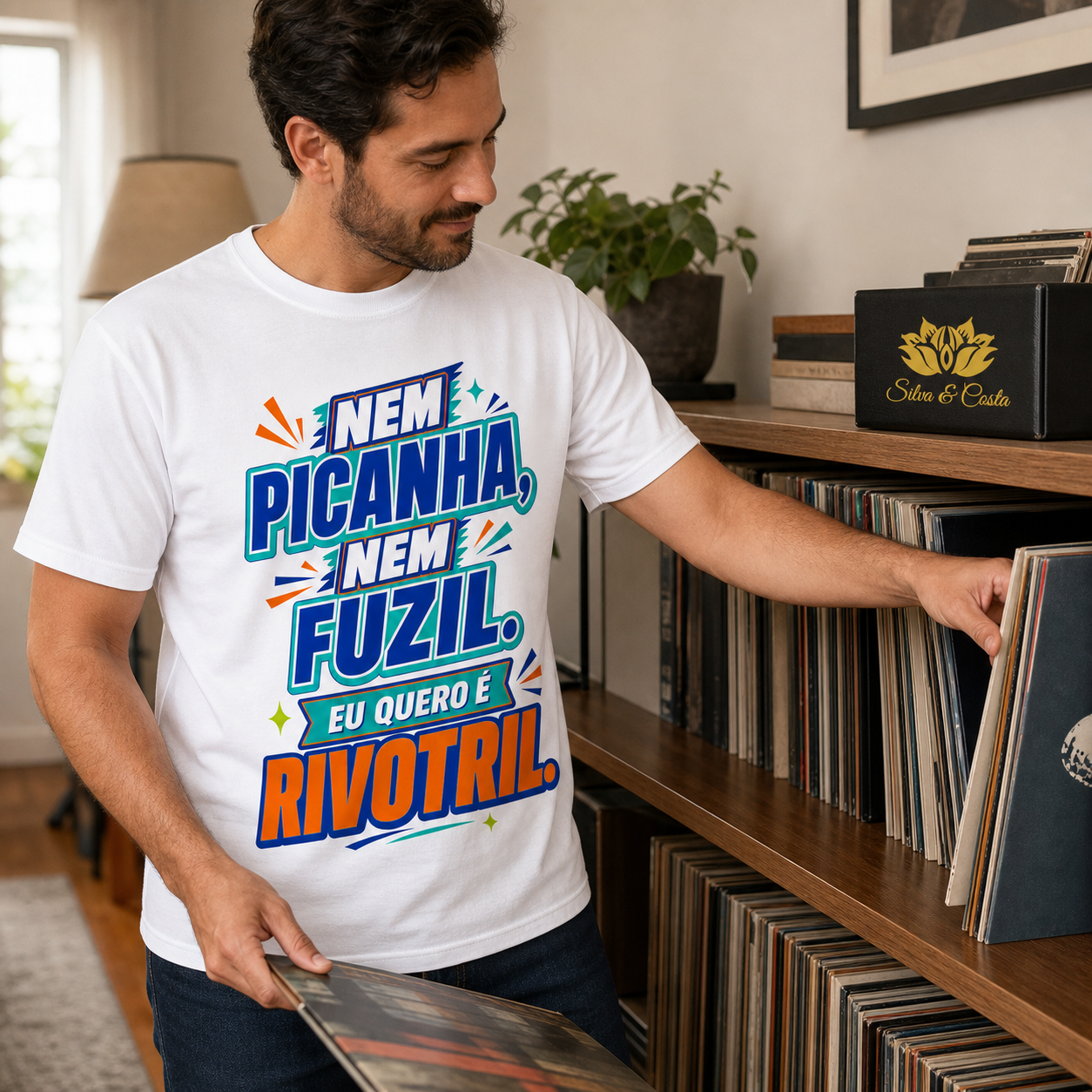 Camiseta Engraçada Masculina Branca Nem Picanha Nem Fuzil - imagem lifestyle 4