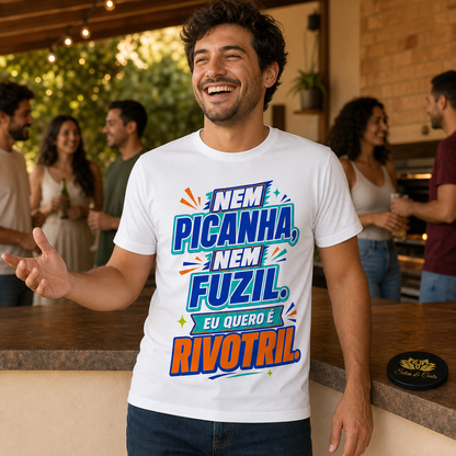 Camiseta Engraçada Masculina Branca Nem Picanha Nem Fuzil - imagem lifestyle 5
