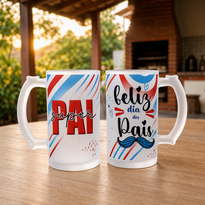 Caneca de Vidro Jateado Personalizada Super Pai - imagem lifestyle 4