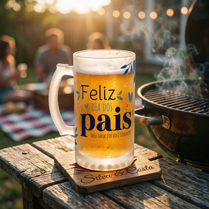 Caneca de Vidro Jateado Personalizada Feliz Dia dos Pais - imagem lifestyle 2