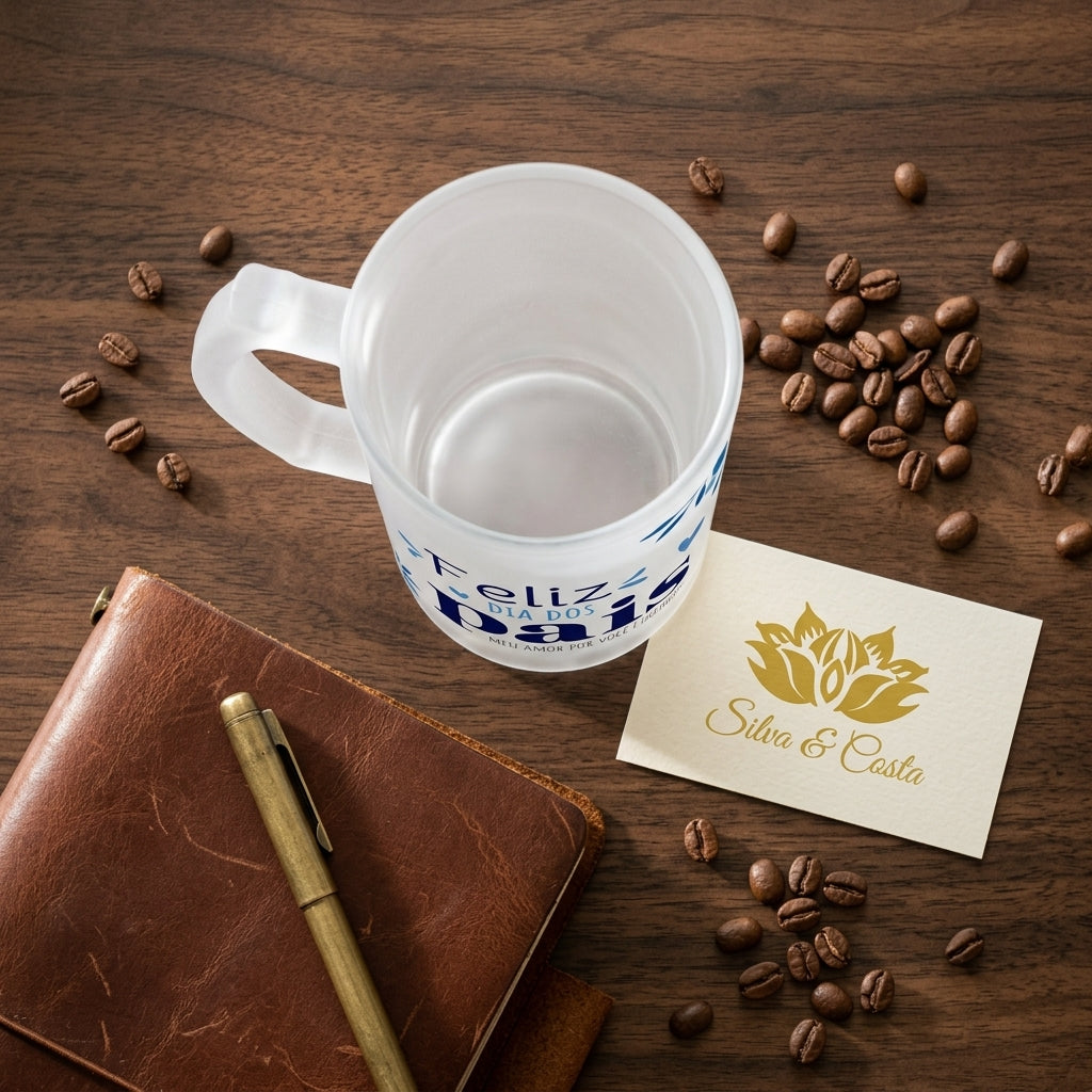 Caneca de Vidro Jateado Personalizada Feliz Dia dos Pais - imagem lifestyle 4