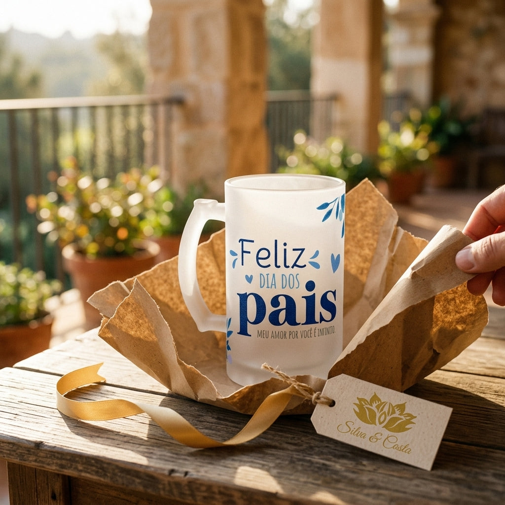Caneca de Vidro Jateado Personalizada Feliz Dia dos Pais - imagem lifestyle 5