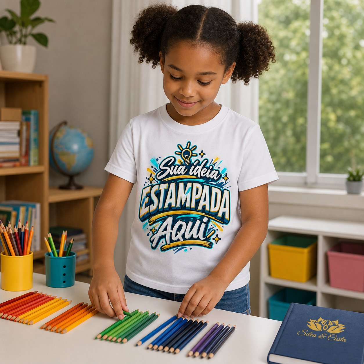 Camiseta Infantil Branca Personalizada 100% Algodão - imagem lifestyle 4