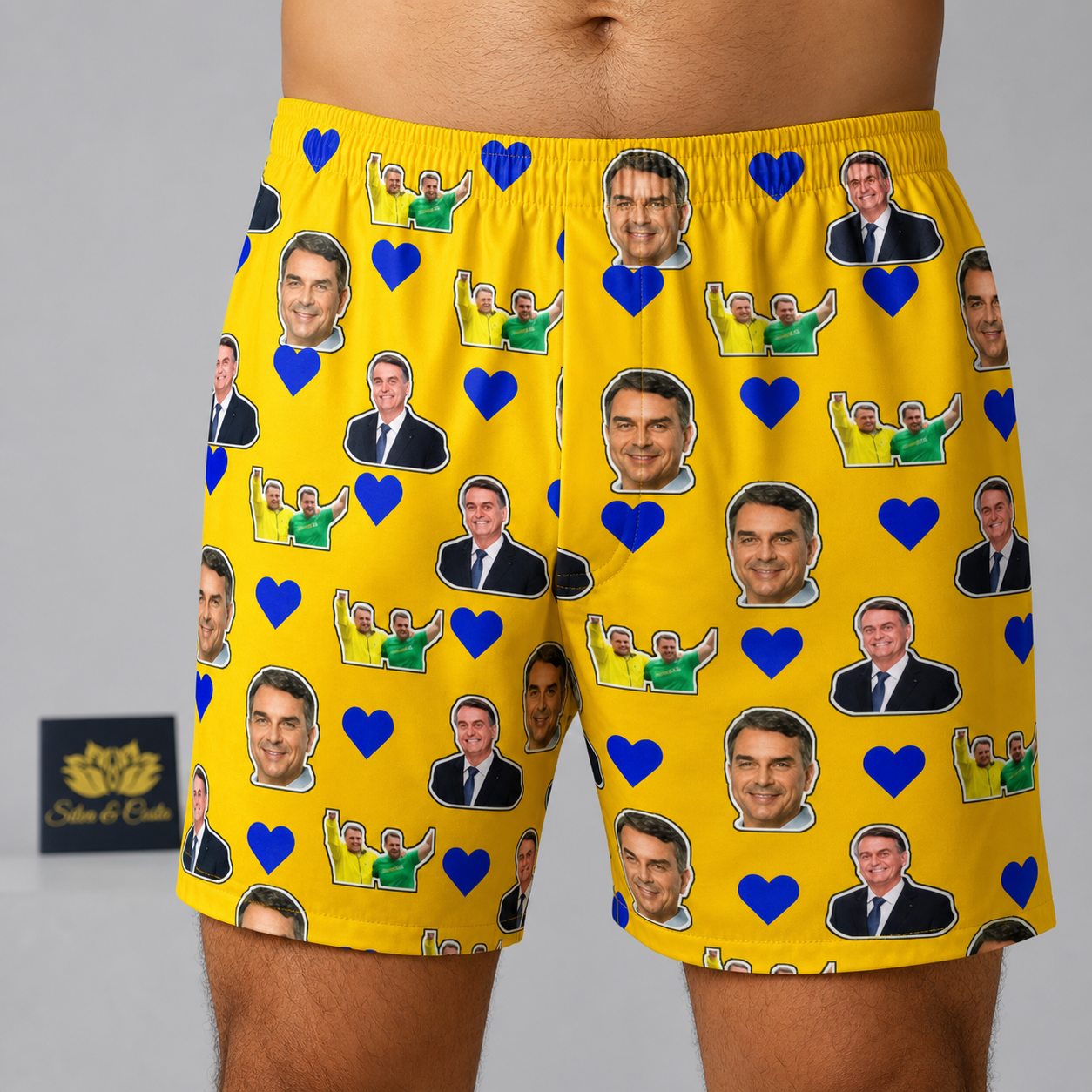 Samba Canção Personalizada Amarela com Fotos em DryFit - imagem principal