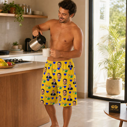 Samba Canção Personalizada Amarela com Fotos em DryFit - imagem lifestyle 4