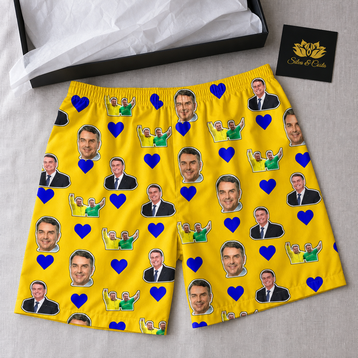 Samba Canção Personalizada Amarela com Fotos em DryFit - imagem lifestyle 5