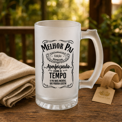 Caneca de Vidro Jateado Personalizada Melhor Pai - imagem lifestyle 2
