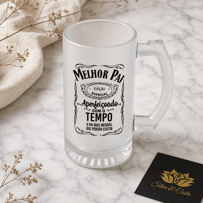 Caneca de Vidro Jateado Personalizada Melhor Pai - imagem lifestyle 3