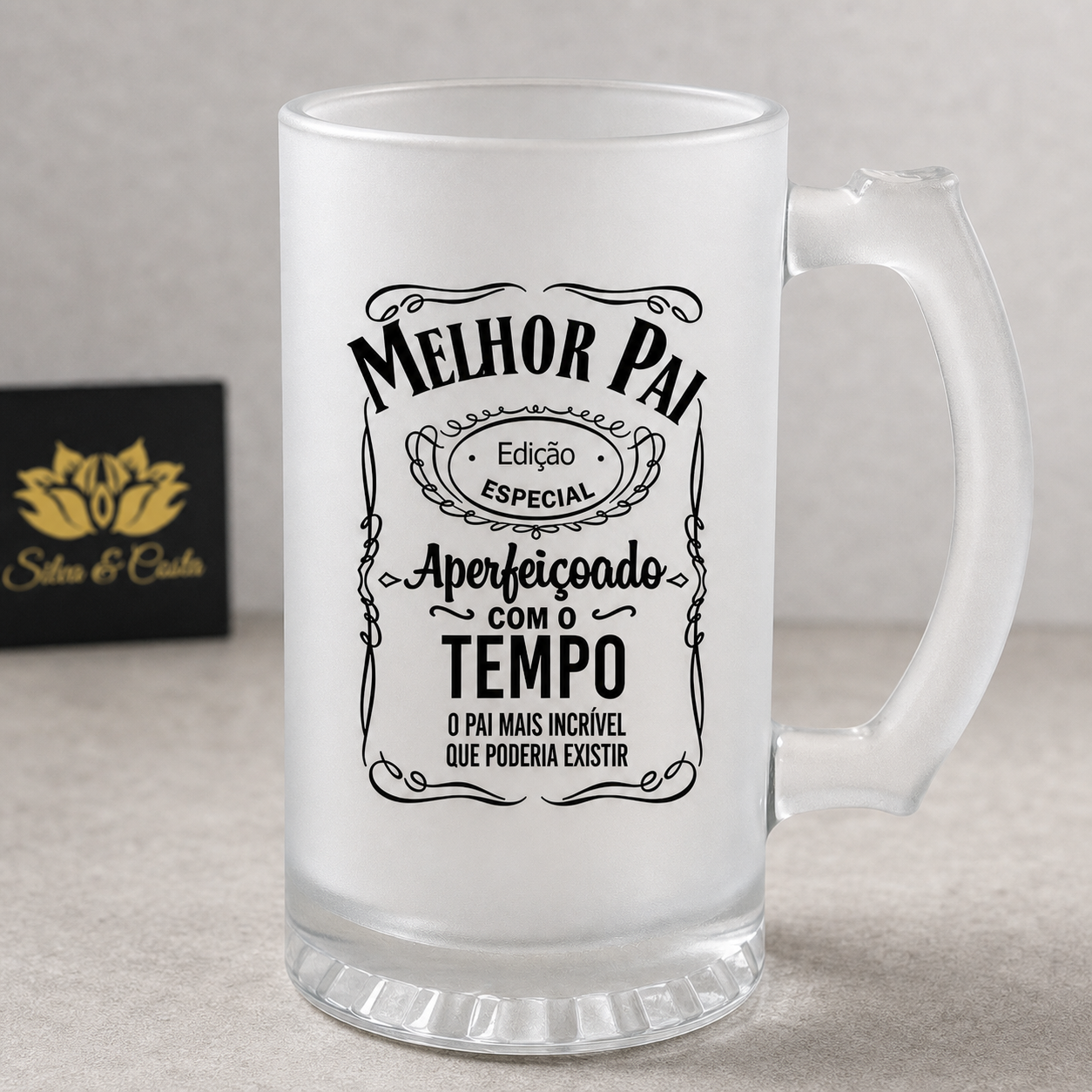 Caneca de Vidro Jateado Personalizada Melhor Pai - imagem lifestyle 5