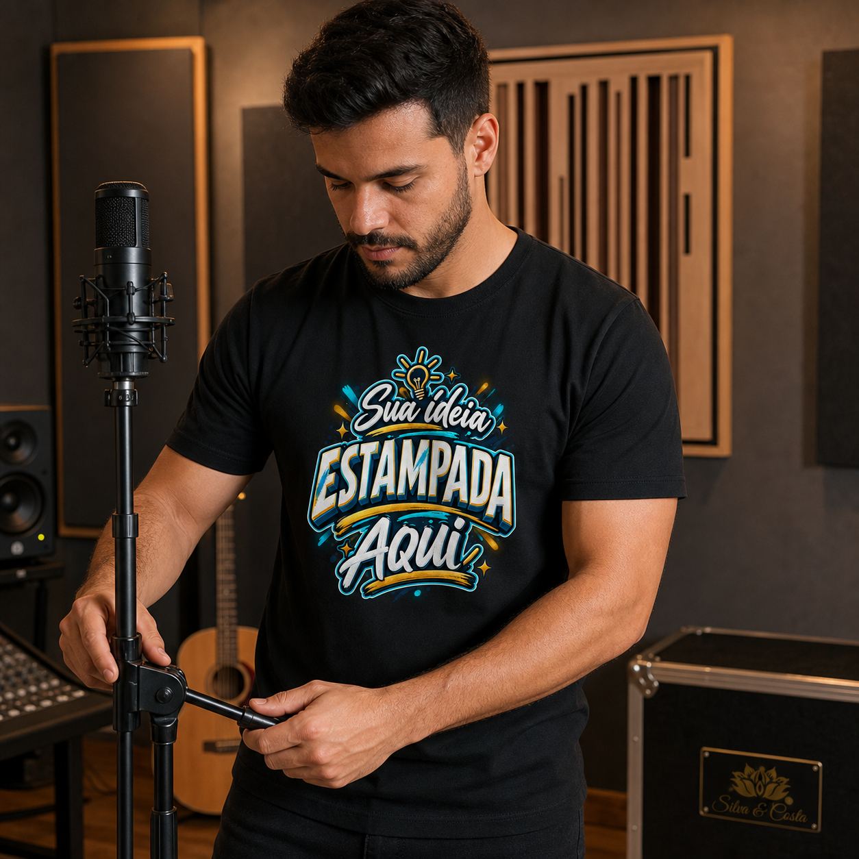 Camiseta Preta Personalizada Unissex 100% Algodão - imagem principal