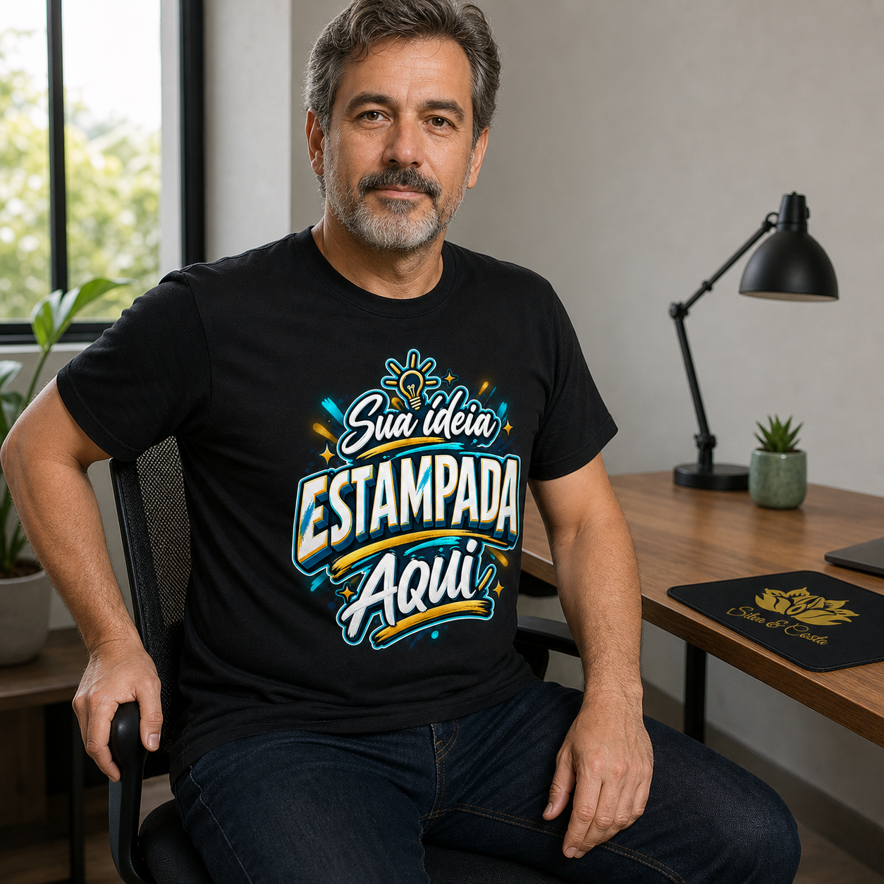 Camiseta Preta Personalizada Unissex 100% Algodão - imagem lifestyle 5