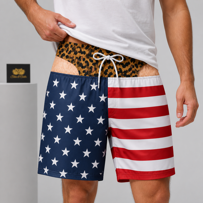 Shorts Engraçado Masculino DryFit Ilusão de Tanga de Oncinha - imagem lifestyle 1