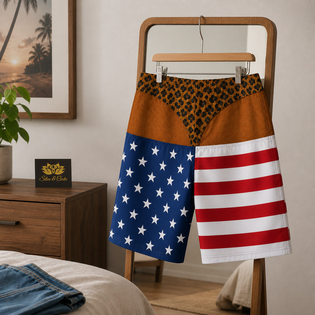 Shorts Engraçado Masculino DryFit Ilusão de Tanga de Oncinha - imagem lifestyle 4
