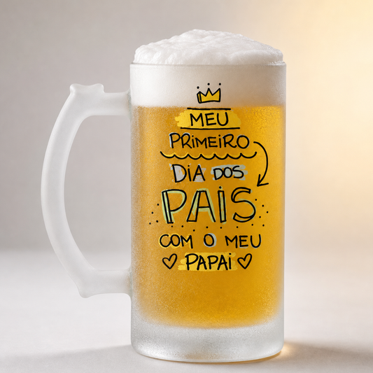 Caneca de Vidro Jateado Personalizada Primeiro Dia dos Pais - imagem principal