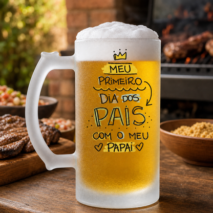 Caneca de Vidro Jateado Personalizada Primeiro Dia dos Pais - imagem lifestyle 2