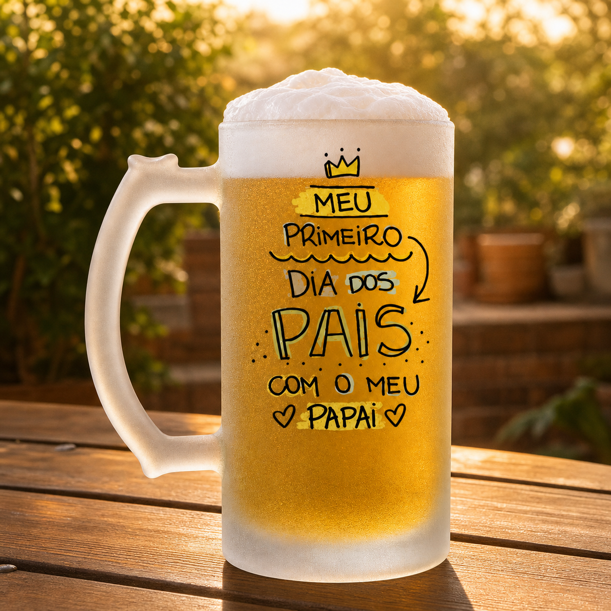 Caneca de Vidro Jateado Personalizada Primeiro Dia dos Pais - imagem lifestyle 3
