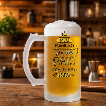 Caneca de Vidro Jateado Personalizada Primeiro Dia dos Pais - imagem lifestyle 4